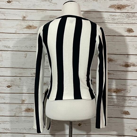 Topshop Striped Side Tie Knit Top - Navy/White - US 2 - Picture 12 of 14